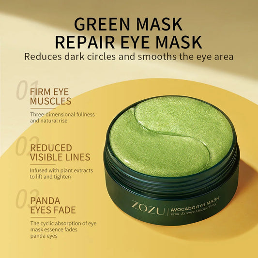 Revitalize Your Eyes with 60Pcs Avocado Golden Collagen Eye Masks: Anti-Dark Circles, Moisturizing, and Firming Treatment
